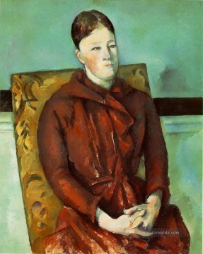  gelb Kunst - Madame Cezanne in einem gelben Stuhl Paul Cezanne